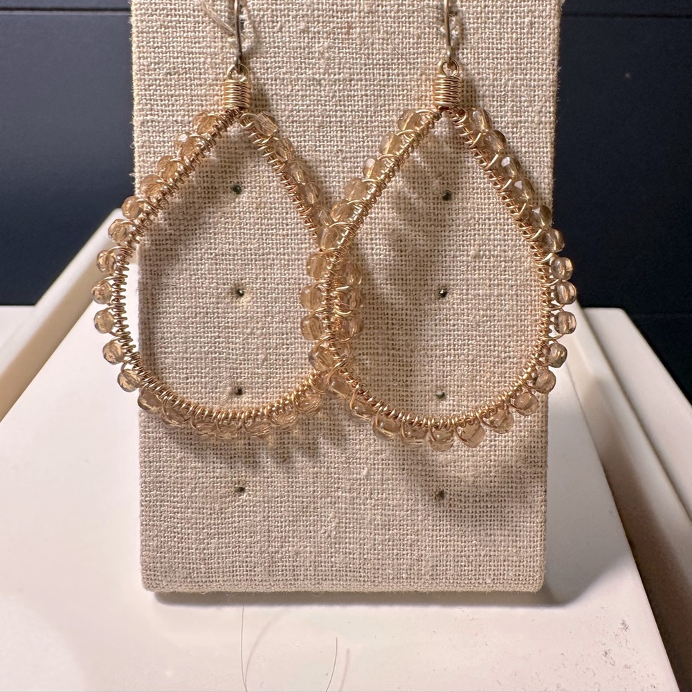Gold beaded Teardrop Earrings